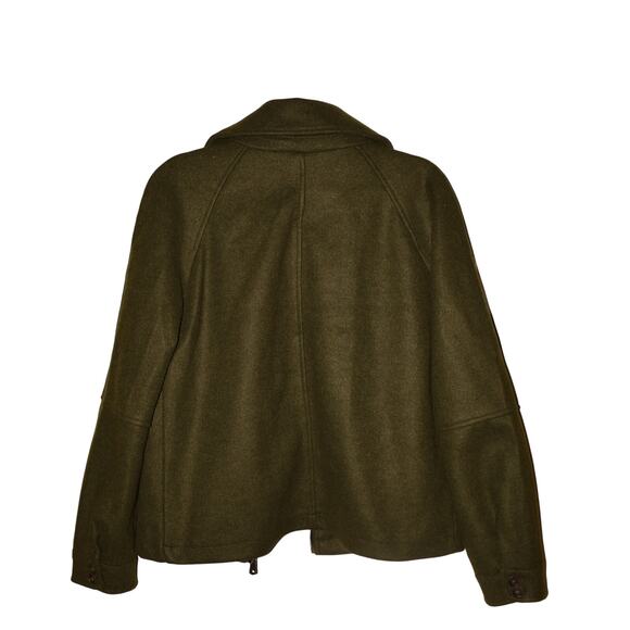AVEC LES FILLES $109 Olive Green Zip Front Collared Jacket Pockets Small - Picture 3 of 4